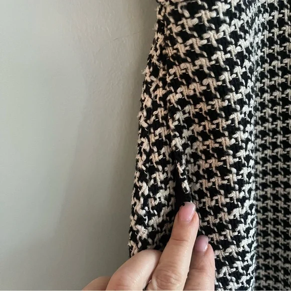 ZARA MIDI TWEED HERRINGBONE PINAFORE JUMPER DRESS BLACK WHITE BUTTONS MEDIUM - Picture 10 of 15